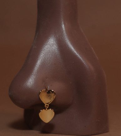 Dangle Double Heart Nose Hoop Piercing