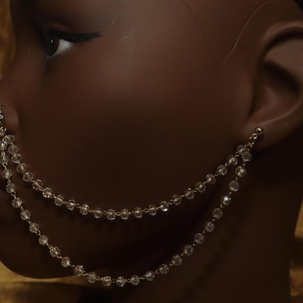 Chain Bead Dangle Gem Nose Stud Earring