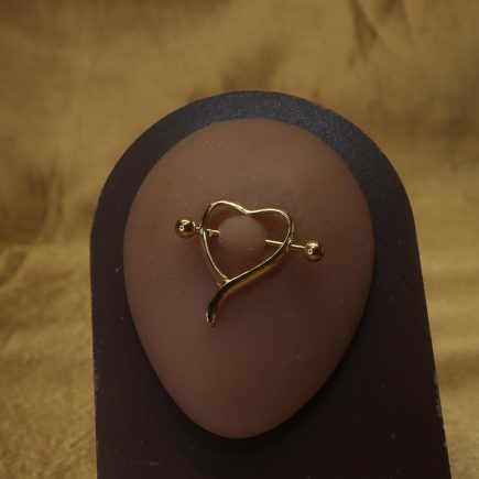 Charming Silver and Gold Heart Nipple Ring Piercing