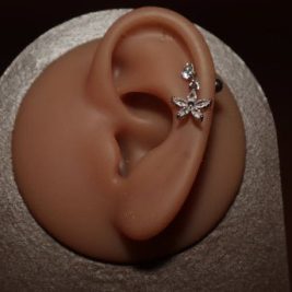 Clear Gem Dangling Flower Heidi Cartilage Ear Piercing Jewelry