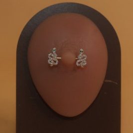 Clear Gem Gold Color Slime Snake Nipple Rings Body Piercing