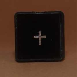 CROSS SHAPED WHITE GEM DERMAL BODY PIERCING JEWELRY