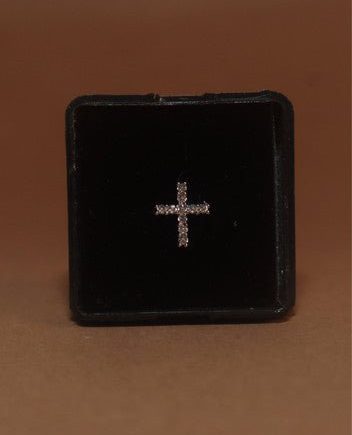 CROSS SHAPED WHITE GEM DERMAL BODY PIERCING JEWELRY