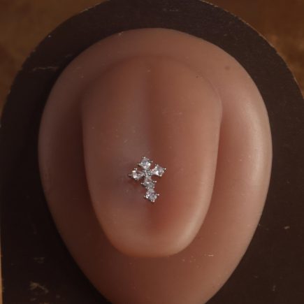 Cross Gem 14G Steel Tongue ring barbell piercing