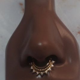 Cubic Zirconia Gold Maple Septum Clicker Nose Piercing Jewelry