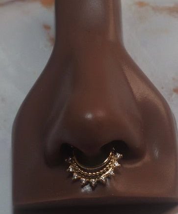 Cubic Zirconia Gold Maple Septum Clicker Nose Piercing Jewelry