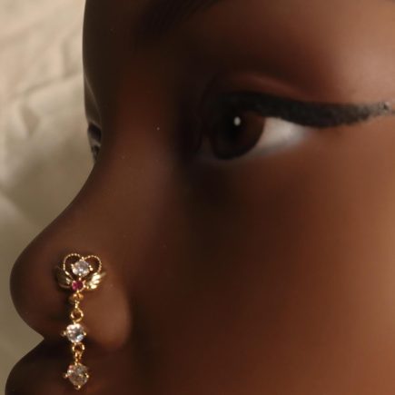 Cute Heart Wing Dangle Circle Nose Stud