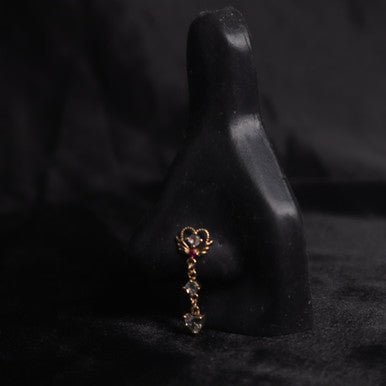 Cute Dangle Cz Gem Tinker Heart Nose Stud Piercing