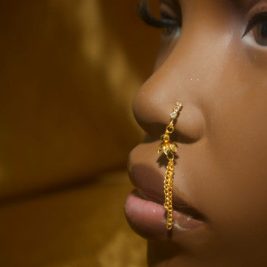 Flower Dangle Chain Nose Hoop Ring Piercing