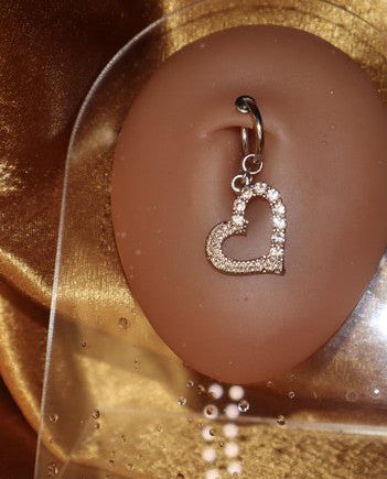 Dangle Heart Clip-On Non Piercing Belly Button Jewelry