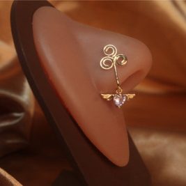 Galore Dangle Heart Wing Gold Nose  CLIP-ON