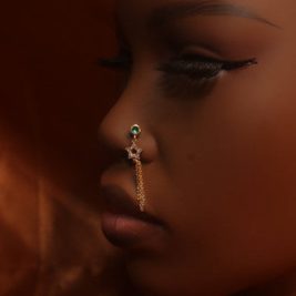 Dangle CZ Gem Star Nose Stud Piercing Jewelry