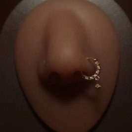 Dangle Fire Star Gem Nose Hoop Ring