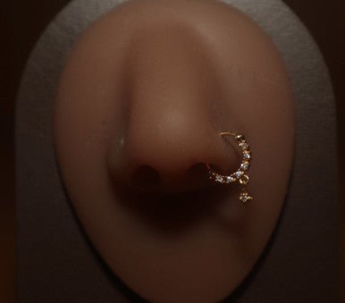 Dangle Fire Star Gem Nose Hoop Ring