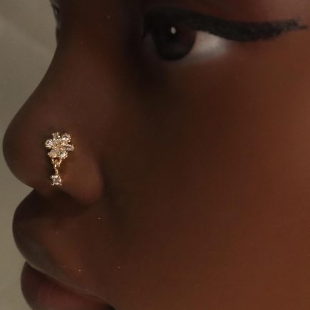 Dangle Flower Gem Nose Stud Piercing