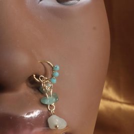 Dangle Jade blue Crystal Stone Faux Nose Cuff Hoop