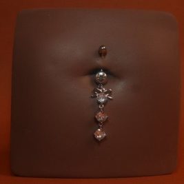 Dangle Three Gems Belly Button Ring Body Piercing