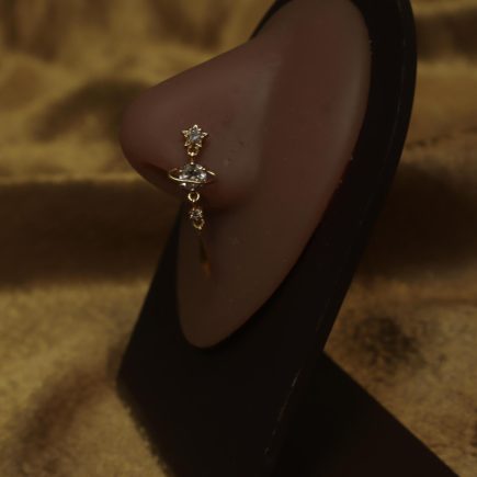 Dangle Two Gem Orb Nose Stud