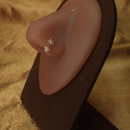 Double Star Gemstone Nose Hoop Ring