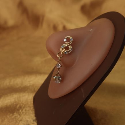 Drip Design Dangling Nose Hoop Stud with Swirl Wire