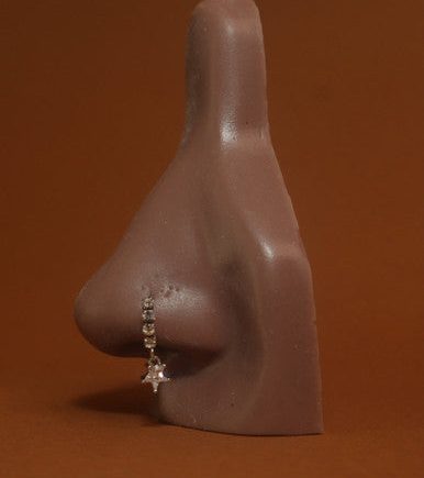 Dangle Star Cubic Zirconia Nose Hoop Piercing