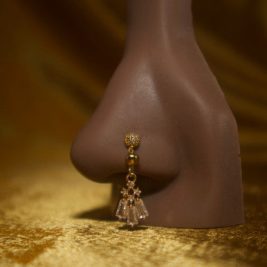 Long dangle three gem nose l bend Ring Jewelry