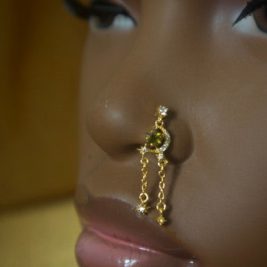 Galaxy Big Star Two Chain Dangle Gem Nose Stud