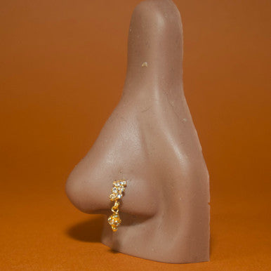 Six Star Clear Gem Dangle Nose Stud Hoop Jewelry