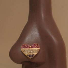 Multi Shaded Heart Nose Stud Piercing Jewelry