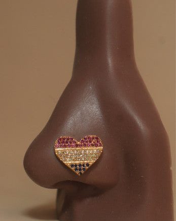 Multi Shaded Heart Nose Stud Piercing Jewelry