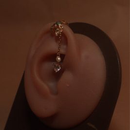 Dangle Pearl Heart Cubic Zircon Gem Ear Cuff Non Piercing