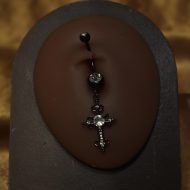 Edgy Goth Cross Belly Button Ring