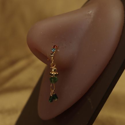 Elegant Nose Hoop with Dangling Spherical Balls