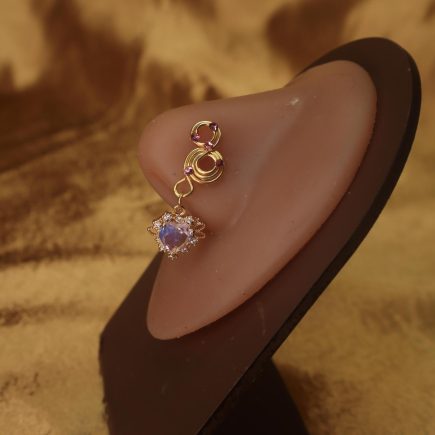 Elegant Swirl Loop with Dangling Heart