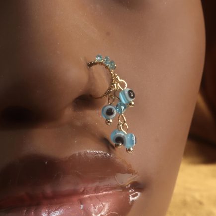 Evil Eye Handmade Dangle Ball Nose Hoop Piercing