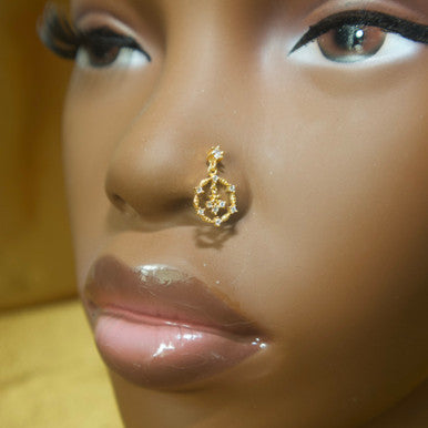 Dangle Six Circle Gems Nose Stud Piercing