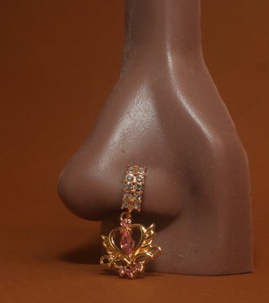 Dangle Confident Heart Gem Cubic Zirconia Nose Hoop