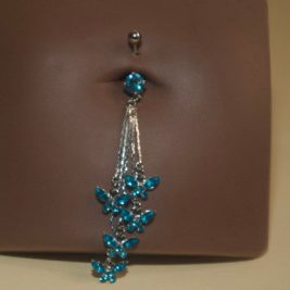 Dangling Four Butterflies Navel Belly Ring Button