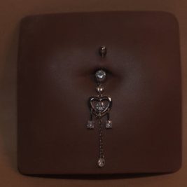 Dangle Heart Rhinestone Navel Belly Button Ring