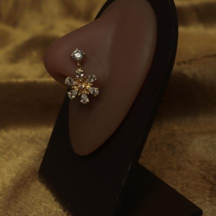 Floral Flower Gem Dangle Nose Stud