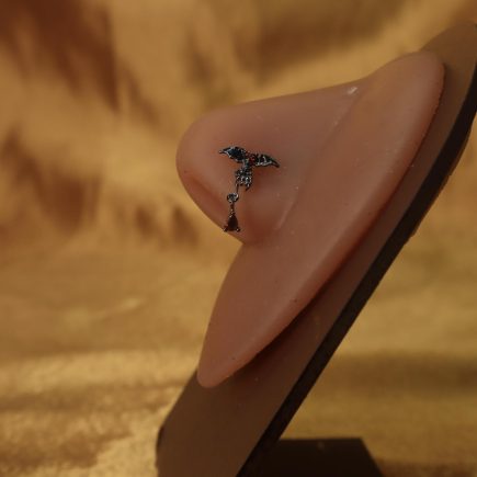 Gem Dangle Rings Skull hand and Bat Charms