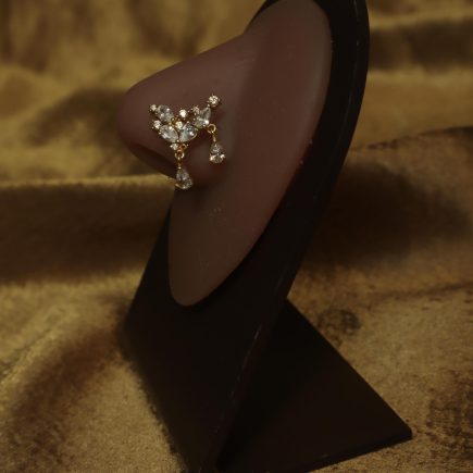 Geometric Double Drop CZ Dangle Nose Stud