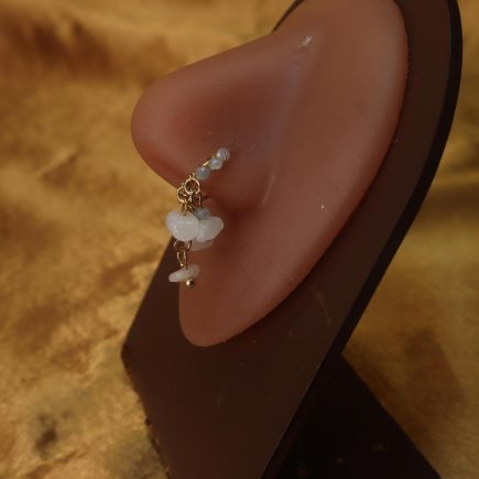 Glamorous Crystal Adorned White dangling  Nose Ring