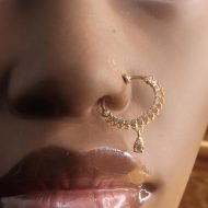 Gold Color Dangle Cubic Zircon Nose Cuff Jewelry
