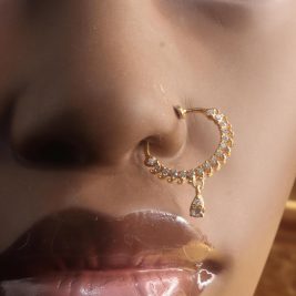 Gold Color Dangle Cubic Zircon Nose Cuff Jewelry