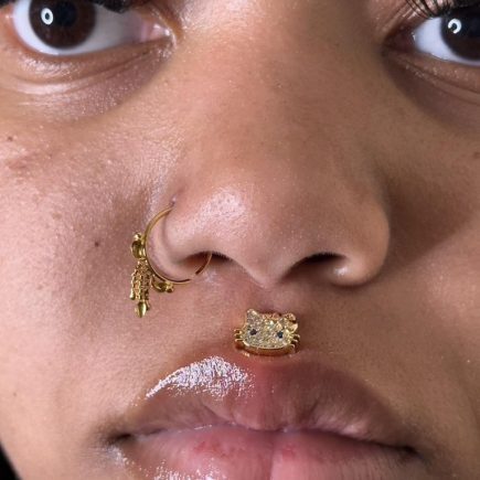 Gold vermeil 20G Dangle High Quality Nose Hoop