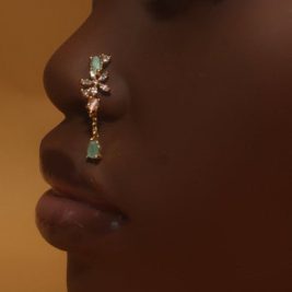 Good karma Dangle Flower Gem Nose Stud