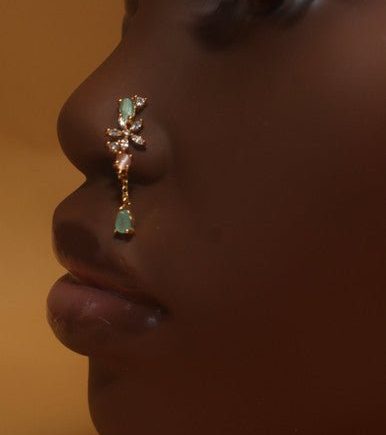 Good karma Dangle Flower Gem Nose Stud
