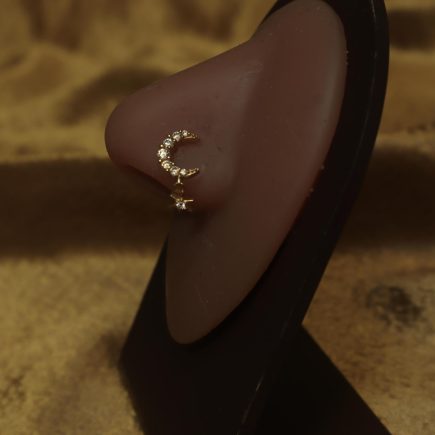 Half Moon Celestial Dangle Star Nose Stud