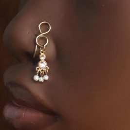 Handmade Dangle Swirl Pearl Charm Nose Cuff